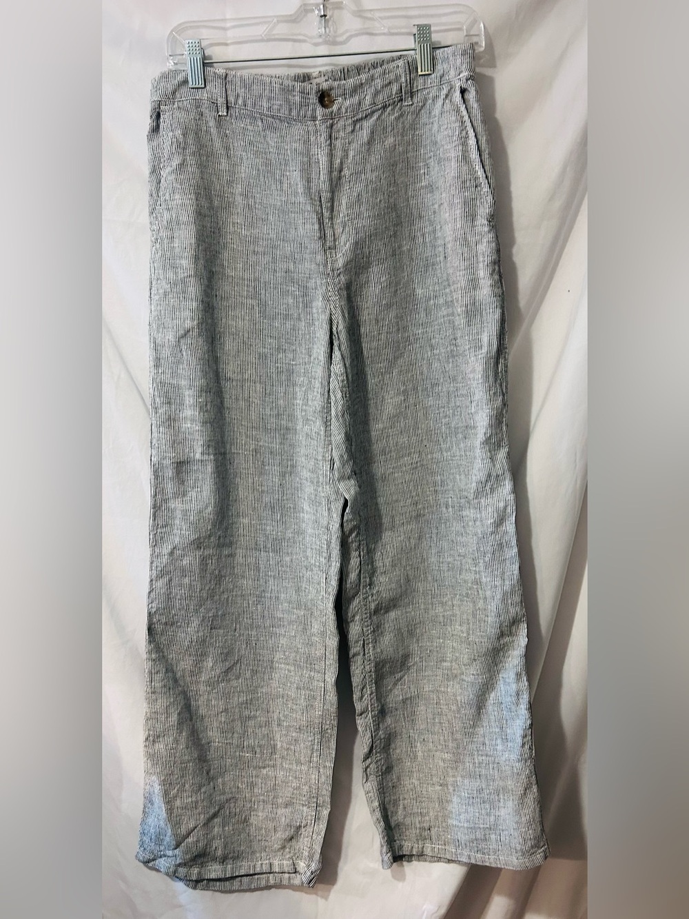 Madewell “the Zoe” Relaxed Straight Linen Pant Blue & White Stripe Size 6 NWOT